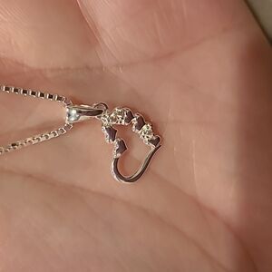 Hearts on open heart sterling silver necklace